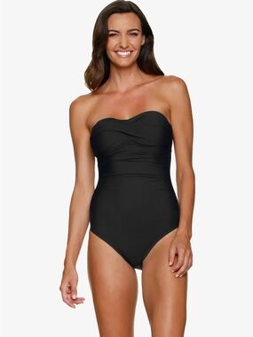 NWT Twist Bandeau One-Piece | Black Swimsuit